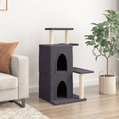 CAT TREE WITH SISAL SCRATCHING POSTS DARK GREY 97 CM