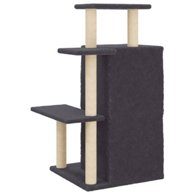 CAT TREE WITH SISAL SCRATCHING POSTS DARK GREY 97 CM