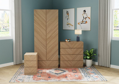 Catania 3 Piece Bedroom Set Euro Oak