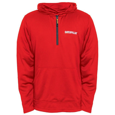 Caterpillar Guardian Quarter Zip Hooded Jumper Red - XL | DIY at B&Q