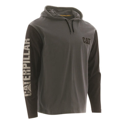 Caterpillar - Hooded Long Sleeve Tee - Grey - Tee Shirt - XL