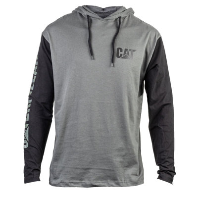 Caterpillar - Hooded Long Sleeve Tee - Grey - Tee Shirt - XXL