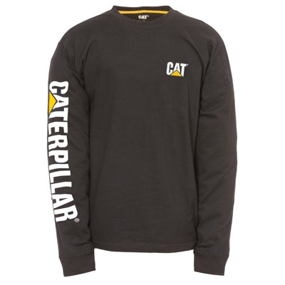 Caterpillar - Trademark Banner Long Sleeve T-Shirt - Black - Tee Shirt - XXXL