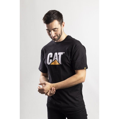 T-shirt Caterpillar Trademark Noir - Taille XXL - Logo Gris - 100% Coton/Polyester - Neuf Avec étiquettes