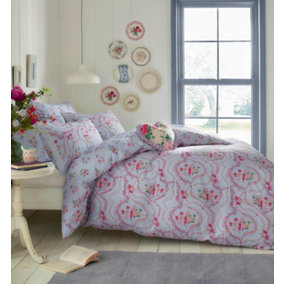Cath Kidston Affinity Floral Duvet Cover Set Sky Blue Double Bedding Set