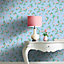 Cath Kidston Blue Floral Pearl effect Embossed Wallpaper