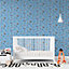 Cath Kidston Blue Novelty Pearl effect Embossed Wallpaper