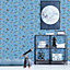 Cath Kidston Blue Novelty Pearl effect Embossed Wallpaper