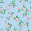 Cath Kidston Blue & Pink Floral Pearl effect Embossed Wallpaper