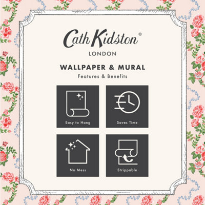 Cath Kidston Canopy Stripe Pink Wallpaper