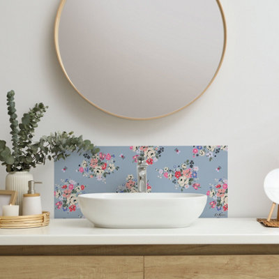 CATH KIDSTON CLIFTON ROSE GLASS SPLASHBACK - BLUE (600X250MM)