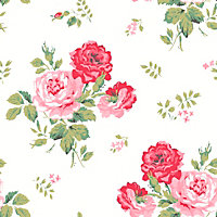 Cath Kidston Cream Floral Pearl effect Embossed Wallpaper