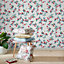 Cath Kidston Cream & Red Floral Pearl effect Embossed Wallpaper