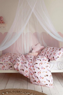 Cath Kidston Mermaids Pink Duvet Cover Bedding Bet Set Single Reversible 200 Thread Count 100 Cotton DIY at B Q