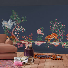 Cath Kidston Painted Kingdom Navy Fixed Size Mural Print to Order