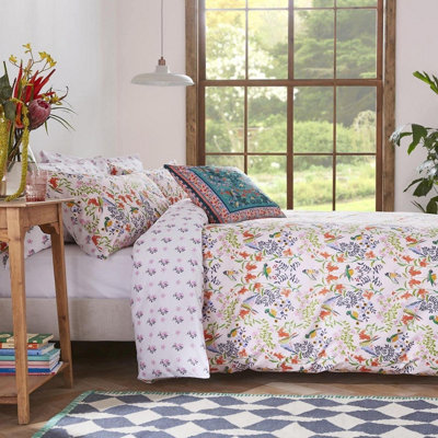 Cath Kidston Paper Birds Pink Duvet Cover Bedding Bet Set Double Reversible 200 Thread Count 100% Cotton