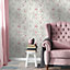 Cath Kidston Pink Floral Metallic effect Embossed Wallpaper