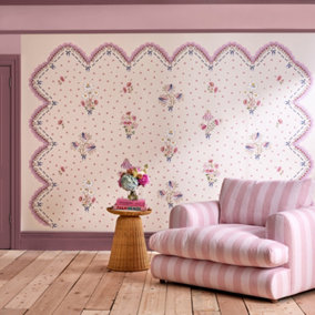 Cath Kidston Stitch In Time Pink Fixed Size Mural Print to order