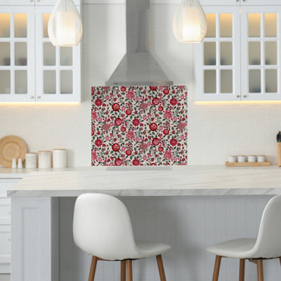 Cath Kidston Strawberry Gardens Glass Splashback - Red (900x750mm)