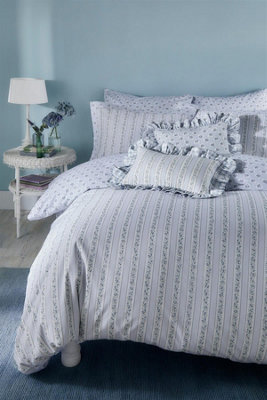 Cath Kidston Ticking Stripe Blue Single Duvet Cover Set