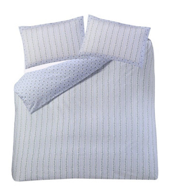 Cath Kidston Ticking Stripe Blue Single Duvet Cover Set