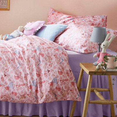 Cath Kidston Unicorn Waves Pink Duvet Cover Bedding Bed Set Single Reversible 200 Thread Count 100% Cotton