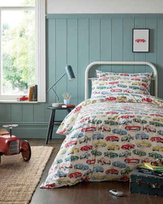 Cath Kidston Vintage Cars Multicoloured Children's Single Duvet Cover Set Bedding Set