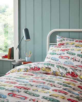 Cath Kidston Vintage Cars Multicoloured Children s Single Duvet Cover Set Bedding Set