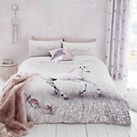 Catherine Lanfield Bedding Enchanted Unicorn Glitter Duvet Cover Set with Pillowcases Pink