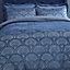Catherine Lansfield Art Deco Pearl Embellished Double Duvet Cover Set with Pillowcases Navy Blue