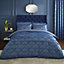 Catherine Lansfield Art Deco Pearl Embellished King Duvet Cover Set with Pillowcases Navy Blue