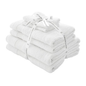 Catherine Lansfield Bathroom Anti Bacterial 500 gsm Soft & Absorbent Cotton 6 Piece Towel Set White