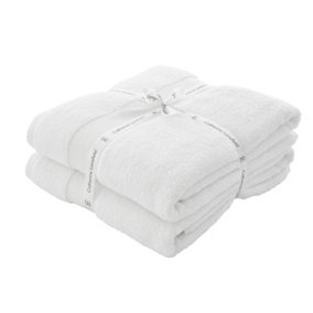 Catherine Lansfield Bathroom Anti Bacterial 500 gsm Soft & Absorbent Cotton Bath Sheet Pair White
