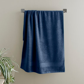 Catherine Lansfield Bathroom Anti Bacterial 500 gsm Soft & Absorbent Cotton Hand Towel Navy Blue
