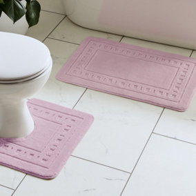 Catherine Lansfield Bathroom Armoni Bath Mat and Pedestal Set Pink