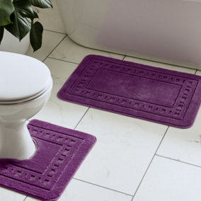 Catherine Lansfield Bathroom Armoni Bath Mat and Pedestal Set Plum