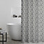 Catherine Lansfield Bathroom Aztec Geo 180x180cm Shower Curtain Charcoal Grey