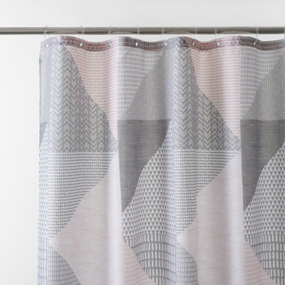 Catherine Lansfield Larsson Geo Polyester Shower Curtain, Blush