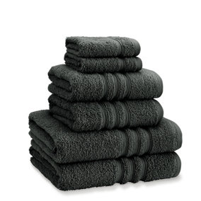 Catherine Lansfield Bathroom Zero Twist 500 gsm Soft & Absorbent Cotton 6 Piece Towel Set Charcoal Grey