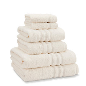 Catherine Lansfield Bathroom Zero Twist 500 gsm Soft & Absorbent Cotton 6 Piece Towel Set Cream