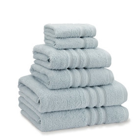 Catherine Lansfield Bathroom Zero Twist 500 gsm Soft & Absorbent Cotton 6 Piece Towel Set Duck Egg Blue