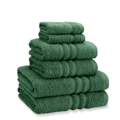 Catherine Lansfield Bathroom Zero Twist 500 gsm Soft & Absorbent Cotton 6 Piece Towel Set Forest Green