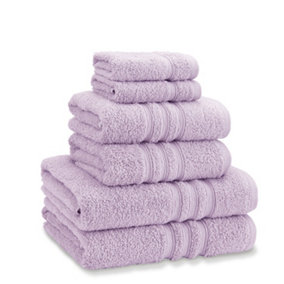 Catherine Lansfield Bathroom Zero Twist 500 gsm Soft & Absorbent Cotton 6 Piece Towel Set Lilac