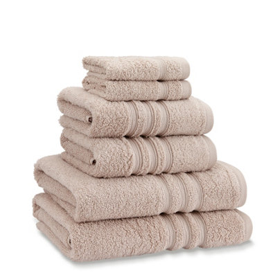 Catherine Lansfield Bathroom Zero Twist 500 gsm Soft & Absorbent Cotton 6 Piece Towel Set Natural