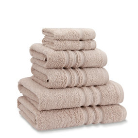 Catherine Lansfield Bathroom Zero Twist 500 gsm Soft & Absorbent Cotton 6 Piece Towel Set Natural