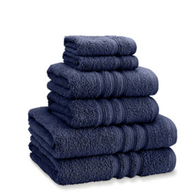 Catherine Lansfield Bathroom Zero Twist 500 gsm Soft & Absorbent Cotton 6 Piece Towel Set Navy