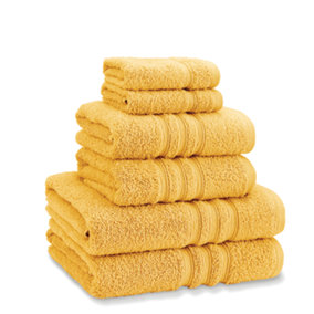 Catherine Lansfield Bathroom Zero Twist 500 gsm Soft & Absorbent Cotton 6 Piece Towel Set Ochre