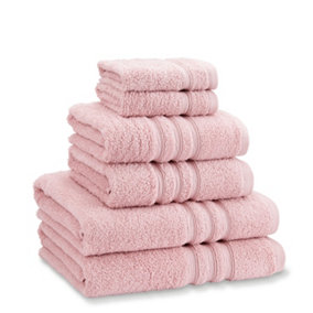 Catherine Lansfield Bathroom Zero Twist 500 gsm Soft & Absorbent Cotton 6 Piece Towel Set Pink