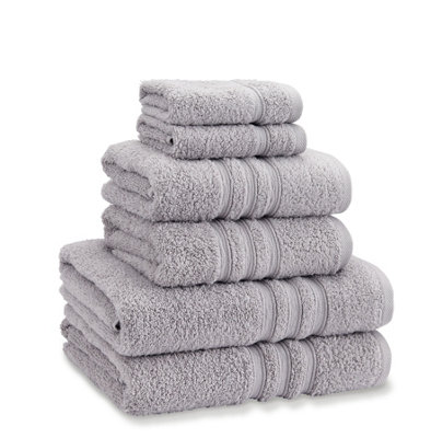 Catherine Lansfield Bathroom Zero Twist 500 gsm Soft & Absorbent Cotton 6 Piece Towel Set Silver