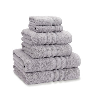 Catherine Lansfield Bathroom Zero Twist 500 gsm Soft & Absorbent Cotton 6 Piece Towel Set Silver